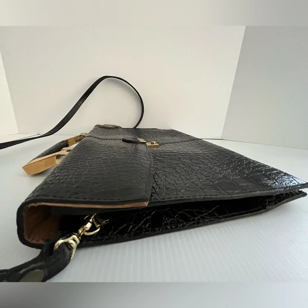 Vintage Genuine Reptile Embossed Patent Leather Small Briefcase/Shoulder Bag - Picture 8 of 16